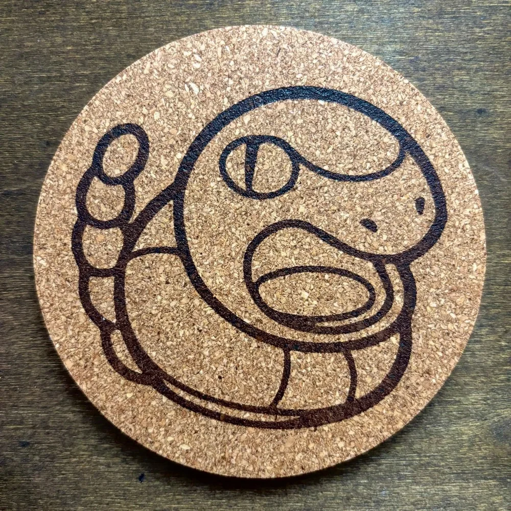 Pokemon Ekans Face Laser Engraved Cork Coaster